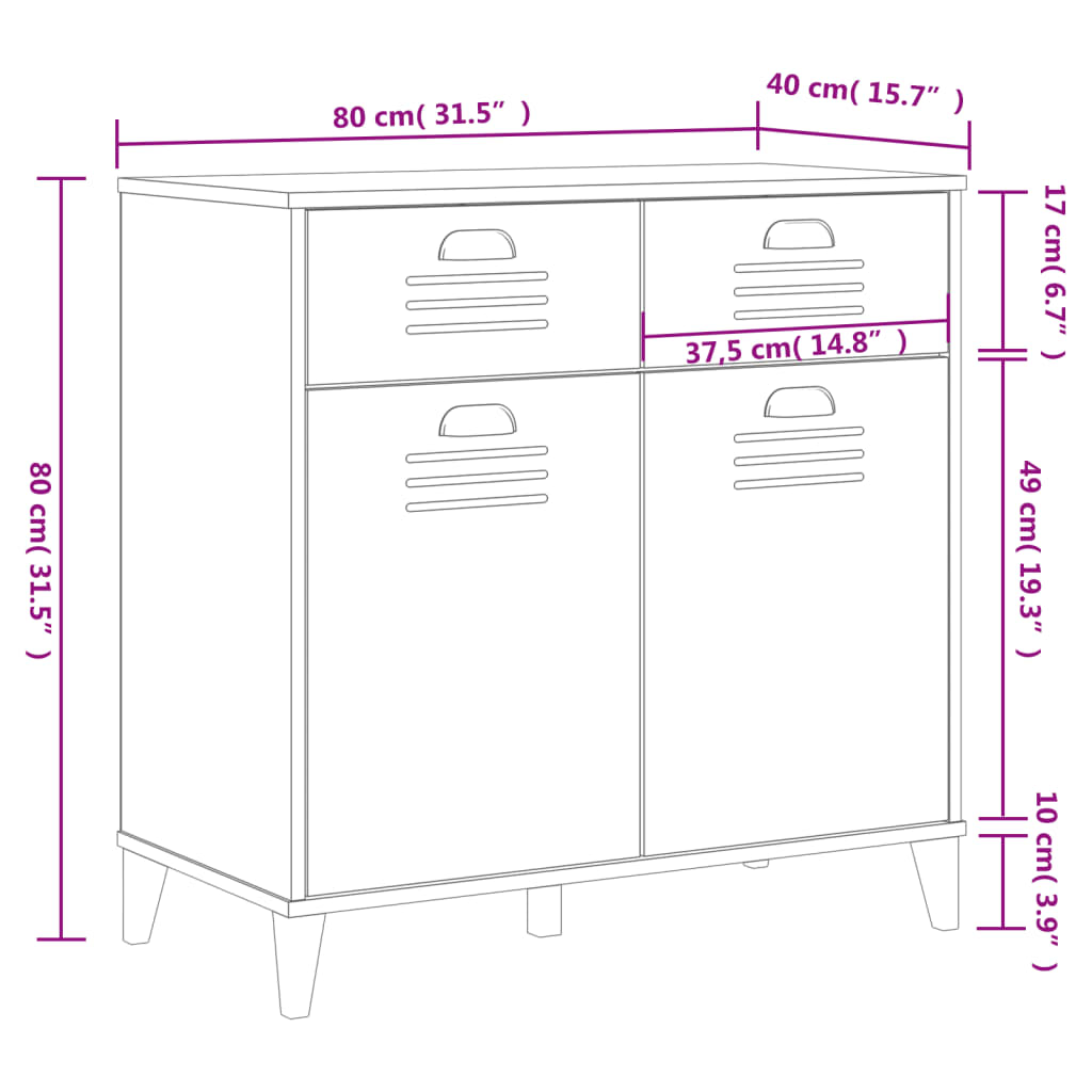 Sideboard Viken 80X40X80 Cm Engineered Wood black anthracite white plastic