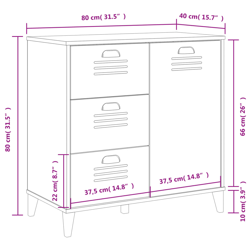 Sideboard Viken Grey 80X40X80 Cm Engineered Wood