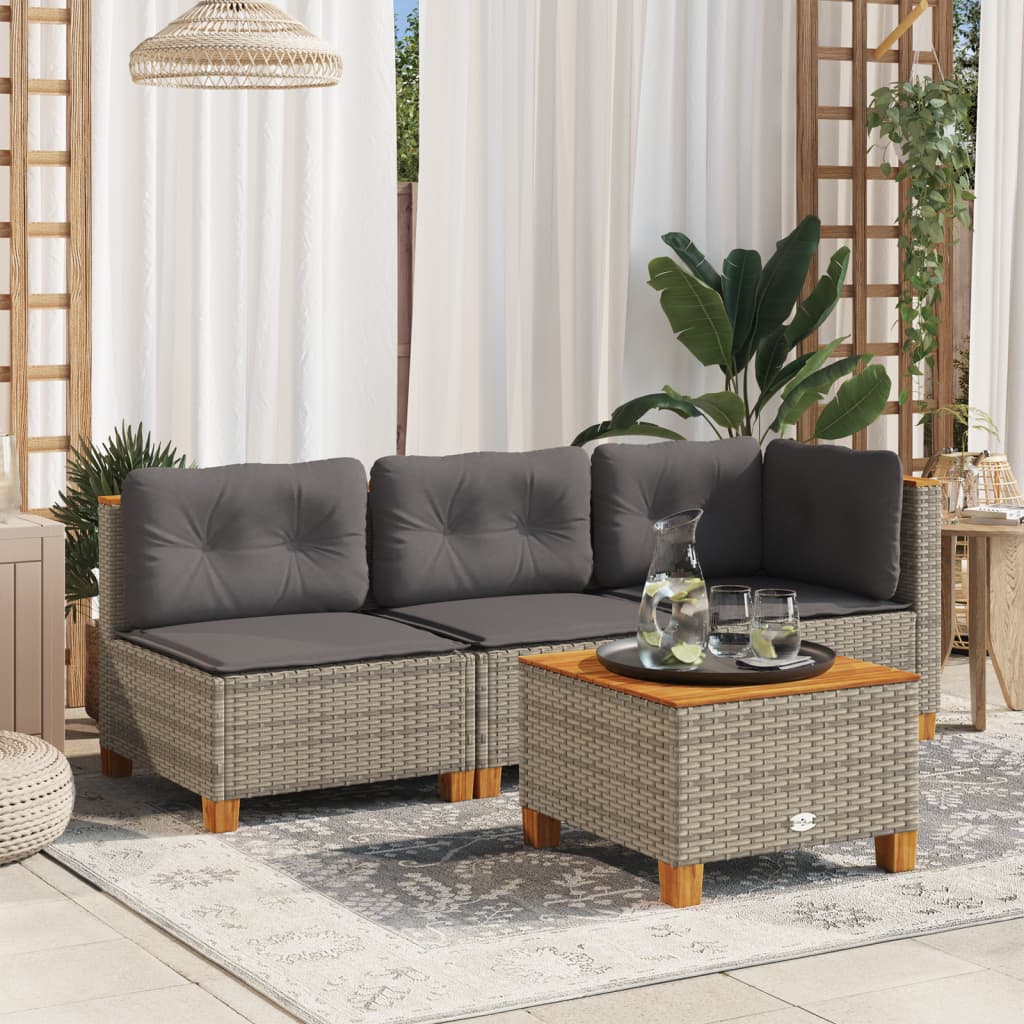 Garden Table 55X55X36 Cm Poly Rattan Acacia Wood