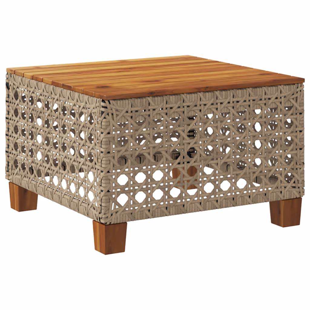 Garden Table 55X55X36 Cm Poly Rattan Acacia Wood