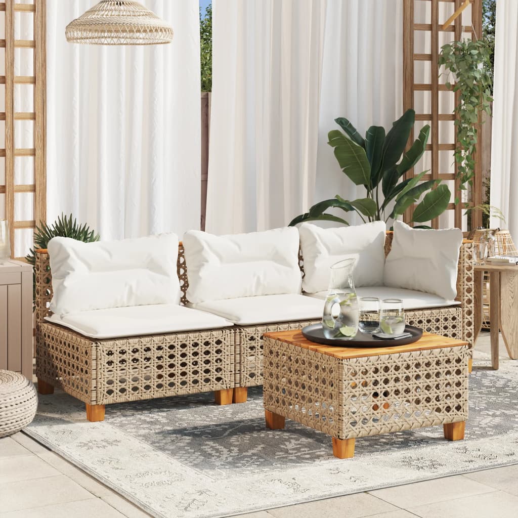 Garden Table 55X55X36 Cm Poly Rattan Acacia Wood
