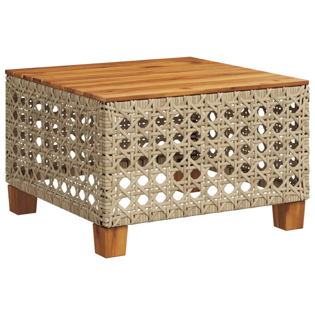 Garden Table 55X55X36 Cm Poly Rattan Acacia Wood