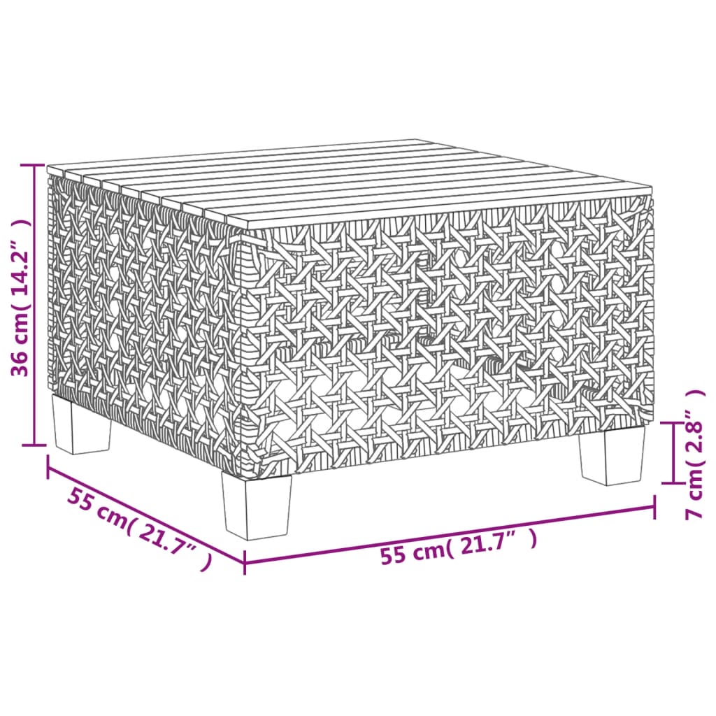 Garden Table 55X55X36 Cm Poly Rattan Acacia Wood