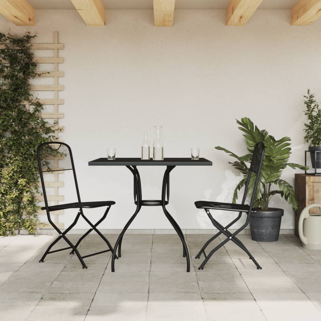 9 Piece Garden Dining Set Anthracite Metal Mesh