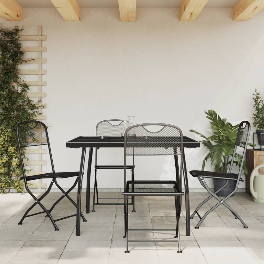 9 Piece Garden Dining Set Anthracite Metal Mesh