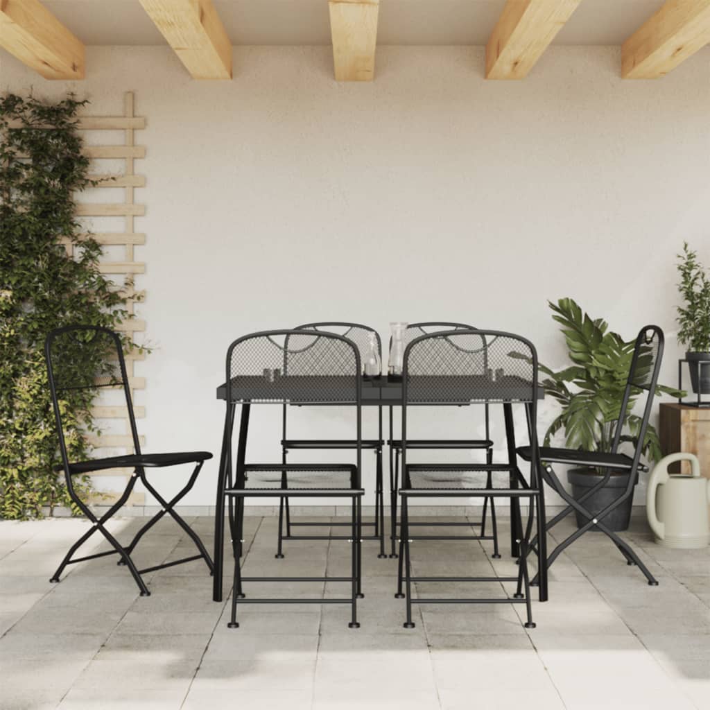 9 Piece Garden Dining Set Anthracite Metal Mesh