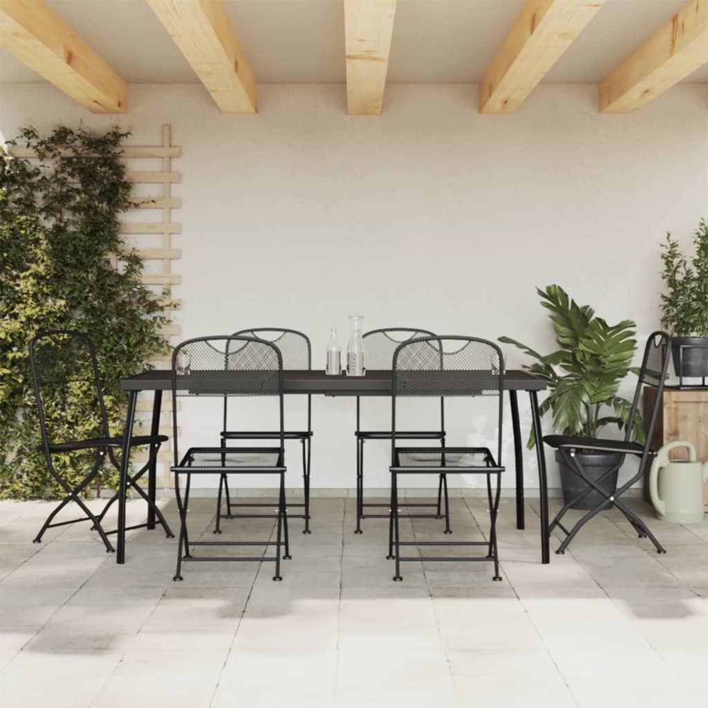 9 Piece Garden Dining Set Anthracite Metal Mesh