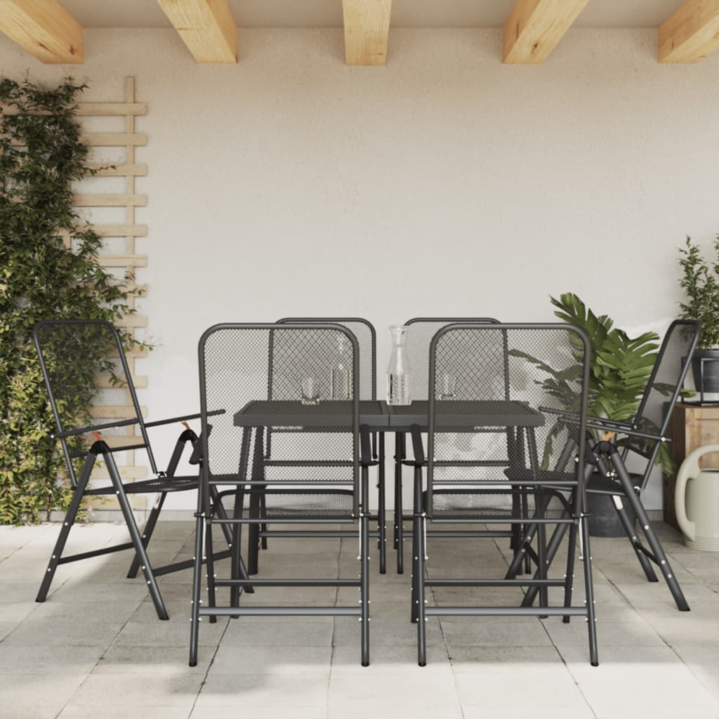 5 Piece Garden Dining Set Anthracite Metal Mesh
