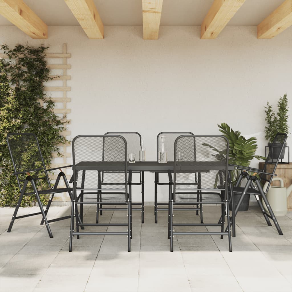 5 Piece Garden Dining Set Anthracite Metal Mesh