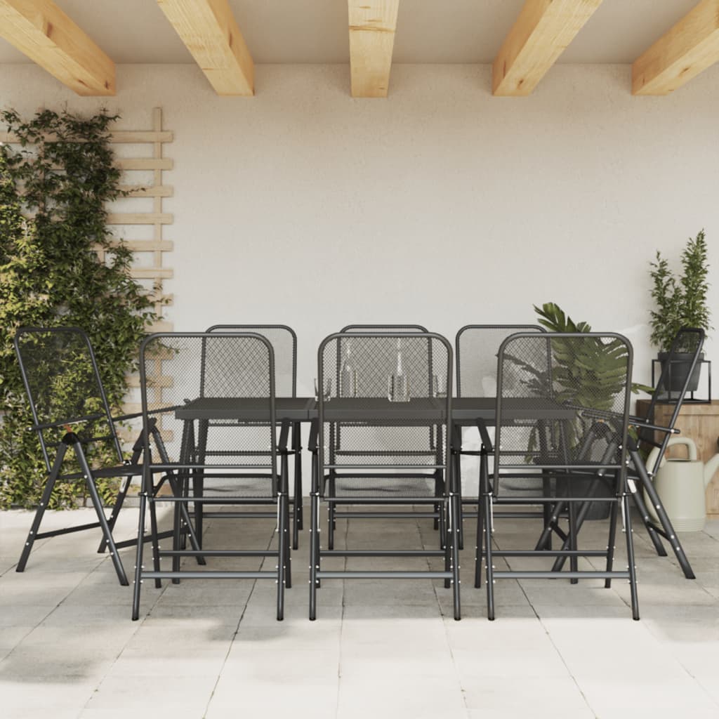5 Piece Garden Dining Set Anthracite Metal Mesh
