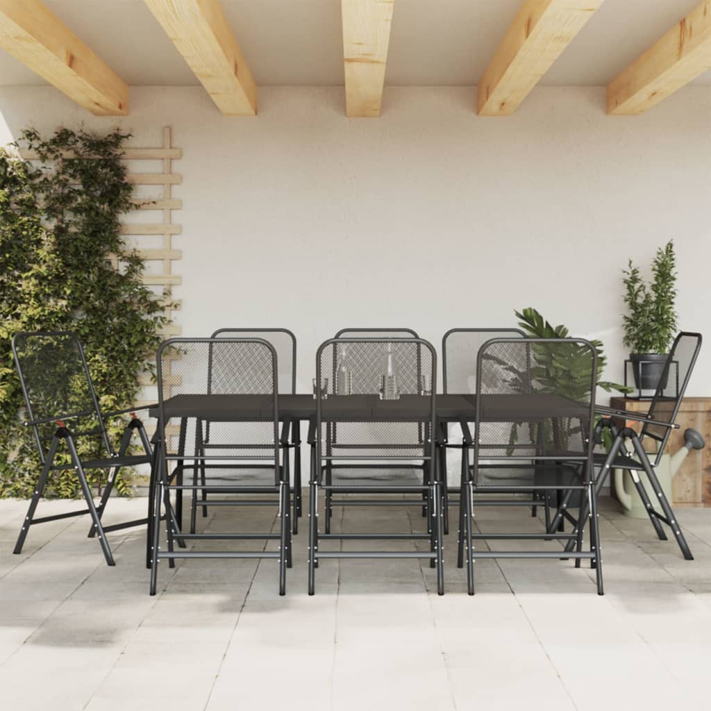 5 Piece Garden Dining Set Anthracite Metal Mesh