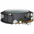 Hot Tub Surround With Storage And Wooden Step Poly Rattan