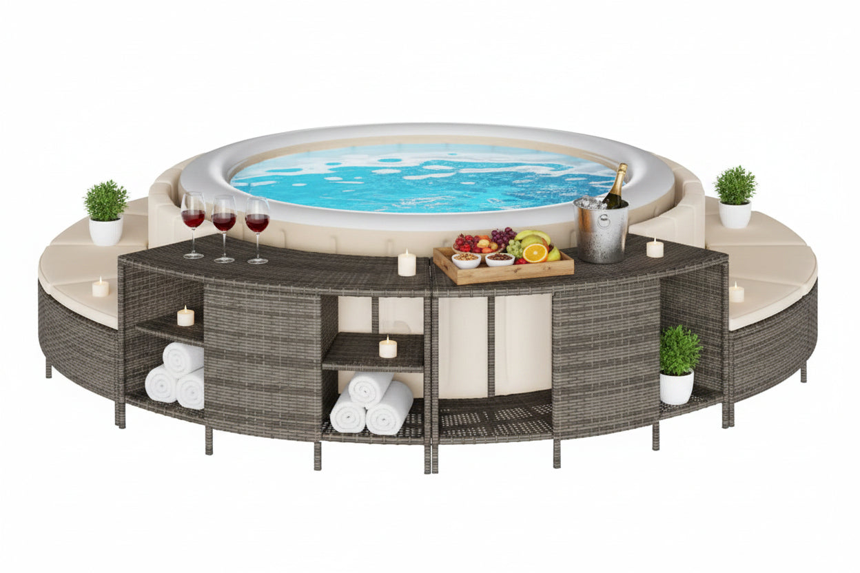 Storage Shelves For Hot Tub 2 Pcs Poly Rattan