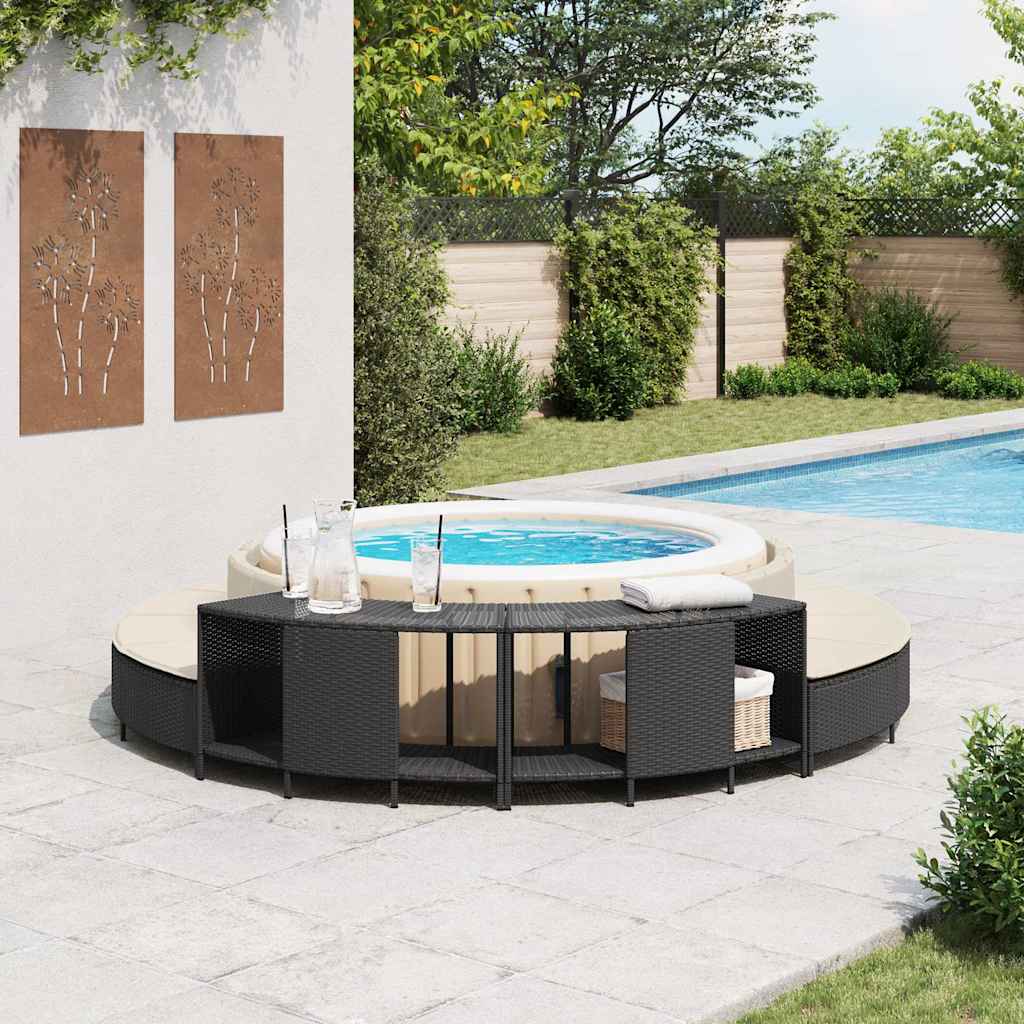 Pool & Spa Accessories Storage Shelves Hot Tub 2 Pcs Poly Rattan black grey 112