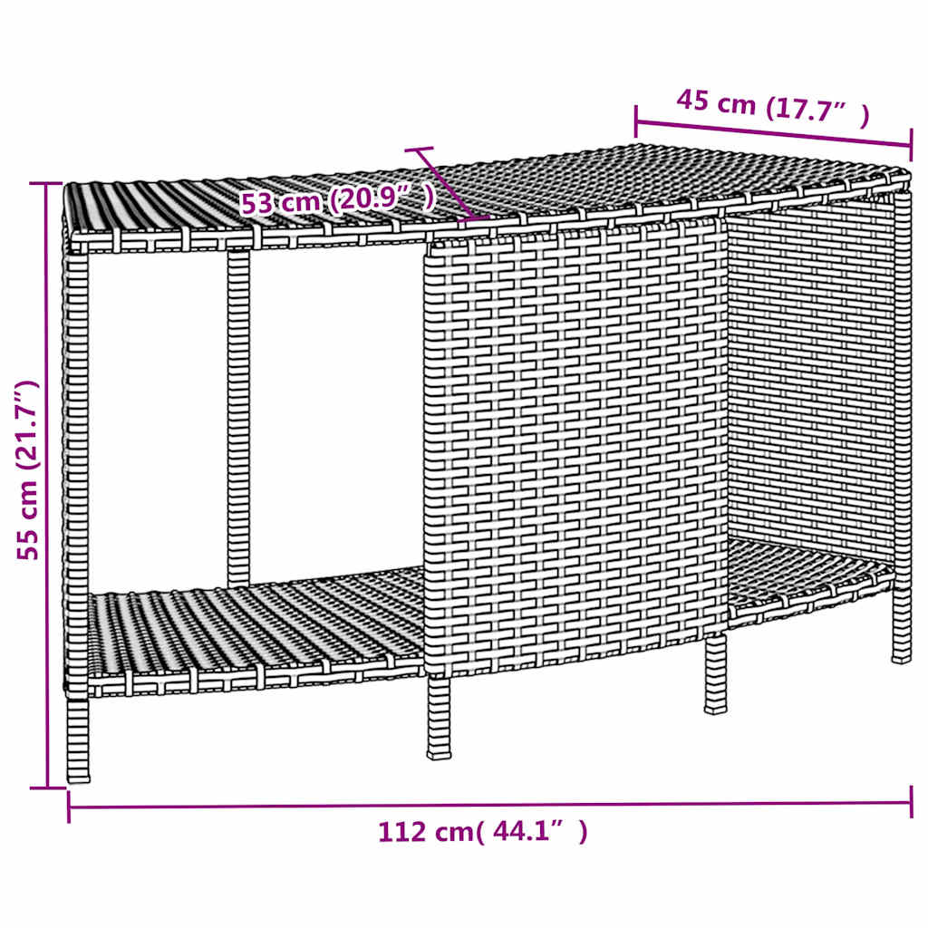 Pool & Spa Accessories Storage Shelves Hot Tub 2 Pcs Poly Rattan black grey 112