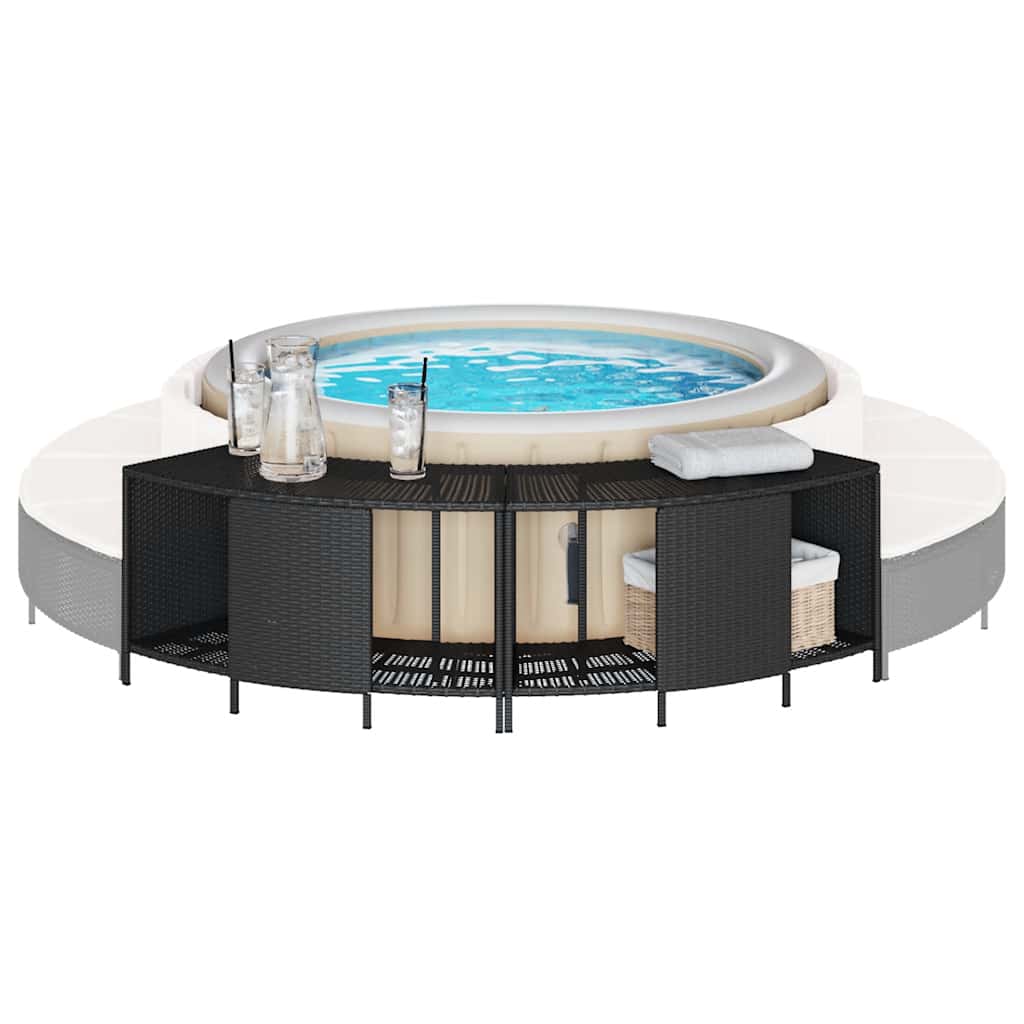 Pool & Spa Accessories Storage Shelves Hot Tub 2 Pcs Poly Rattan black grey 112