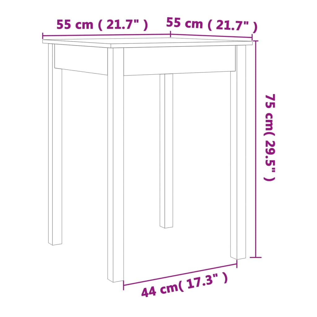 Dining Table Wax 55X55X75 Cm Solid Wood Pine
