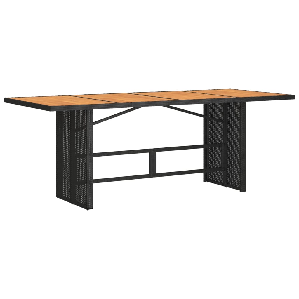 Garden Table With Wood Top 190X80X75 Cm Poly Rattan
