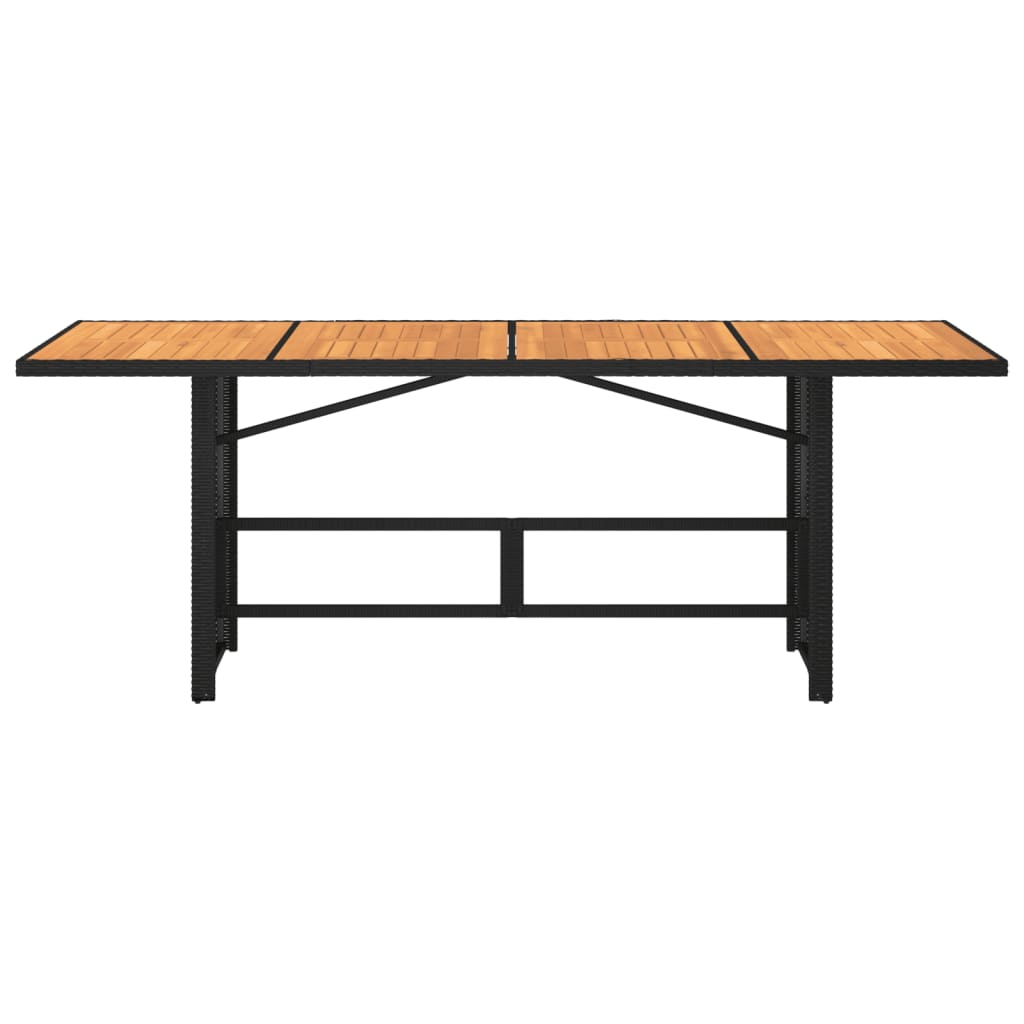 Garden Table With Wood Top 190X80X75 Cm Poly Rattan