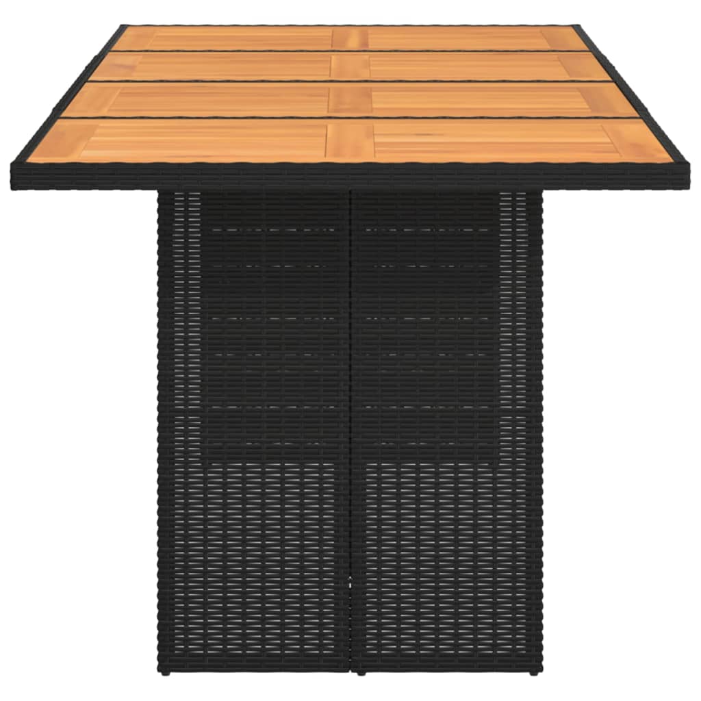 Garden Table With Wood Top 190X80X75 Cm Poly Rattan