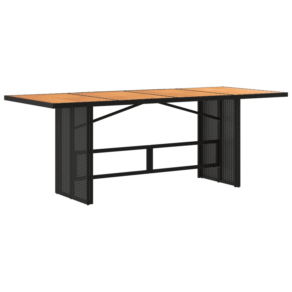 Garden Table With Wood Top 190X80X75 Cm Poly Rattan