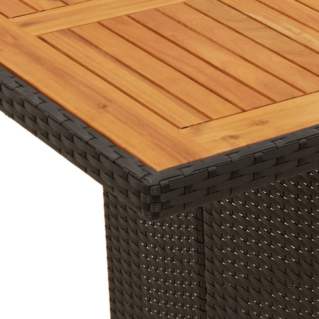 Garden Table With Wood Top 190X80X75 Cm Poly Rattan