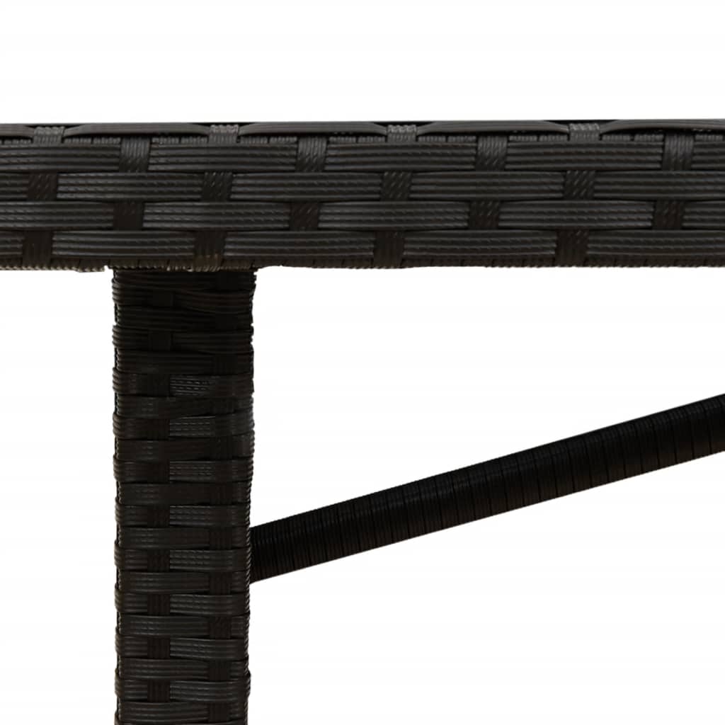 Garden Table With Wood Top 190X80X75 Cm Poly Rattan