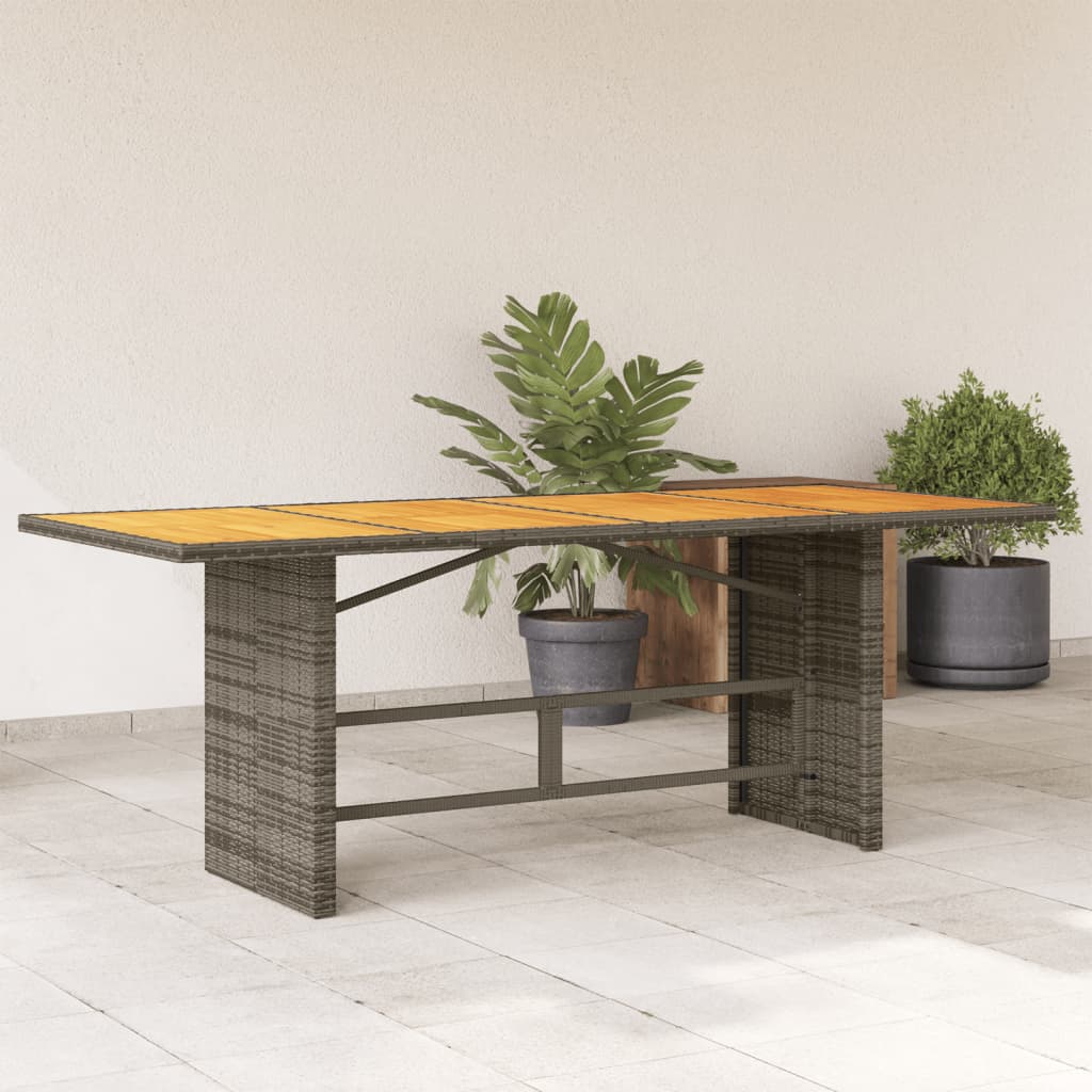 Garden Table With Wood Top 190X80X75 Cm Poly Rattan