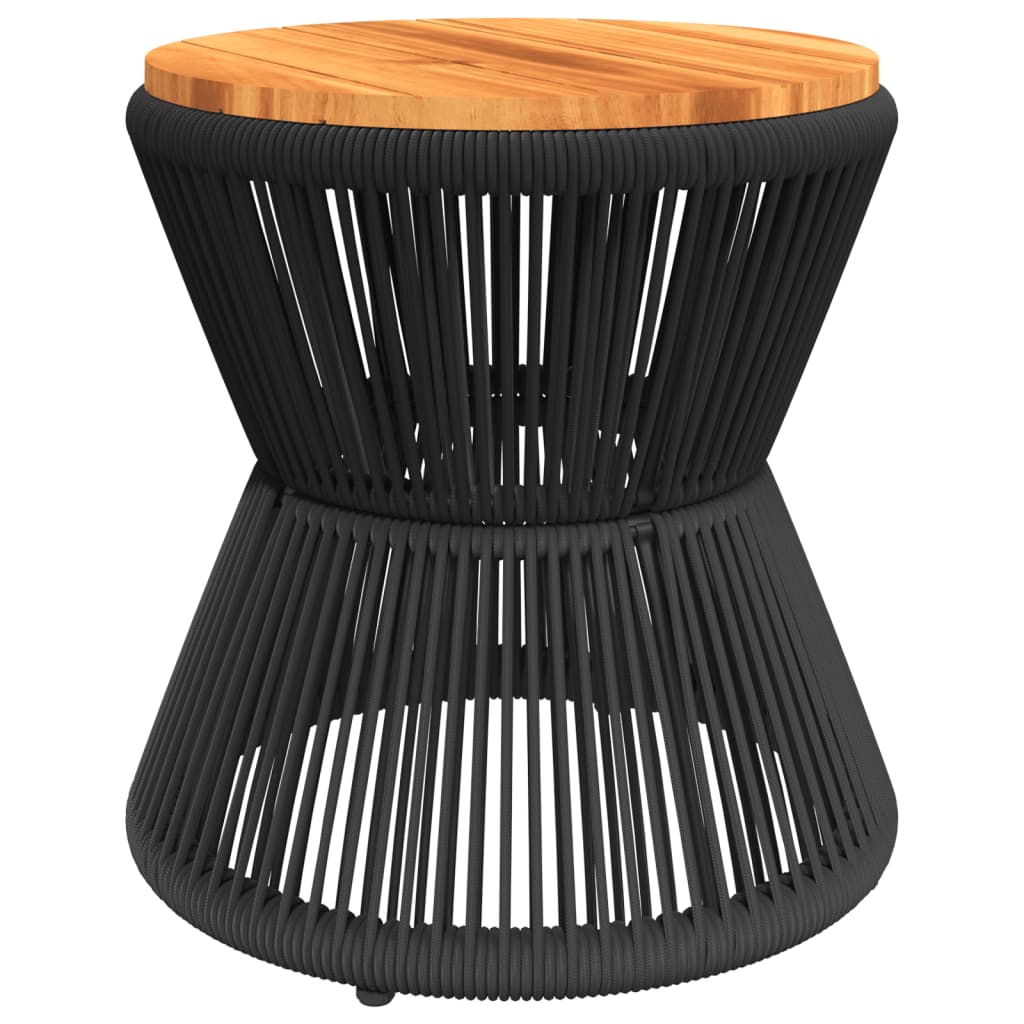 Coffee Table With Wire Base Black Ø 45X44 Cm Solid Wood Acacia