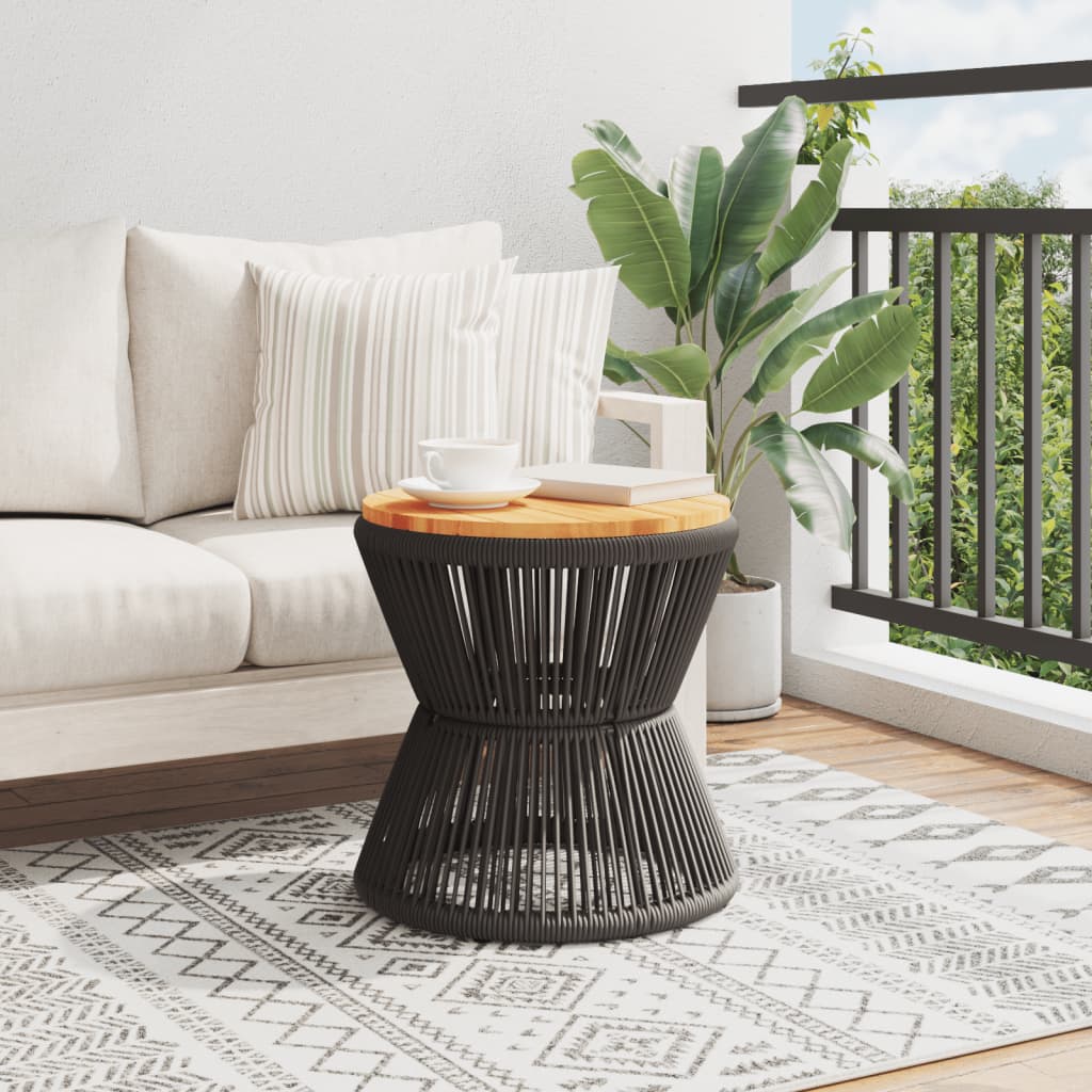 Coffee Table With Wire Base Black Ø 45X44 Cm Solid Wood Acacia