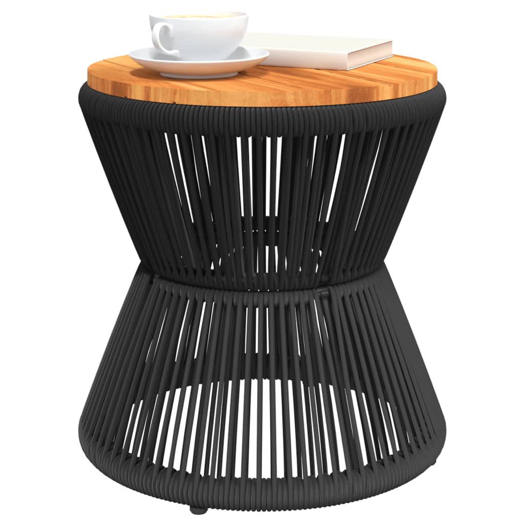 Coffee Table With Wire Base Black Ø 45X44 Cm Solid Wood Acacia