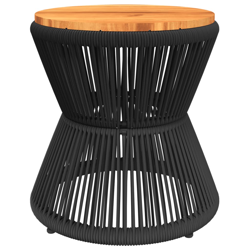 Coffee Table With Wire Base Black Ø 45X44 Cm Solid Wood Acacia