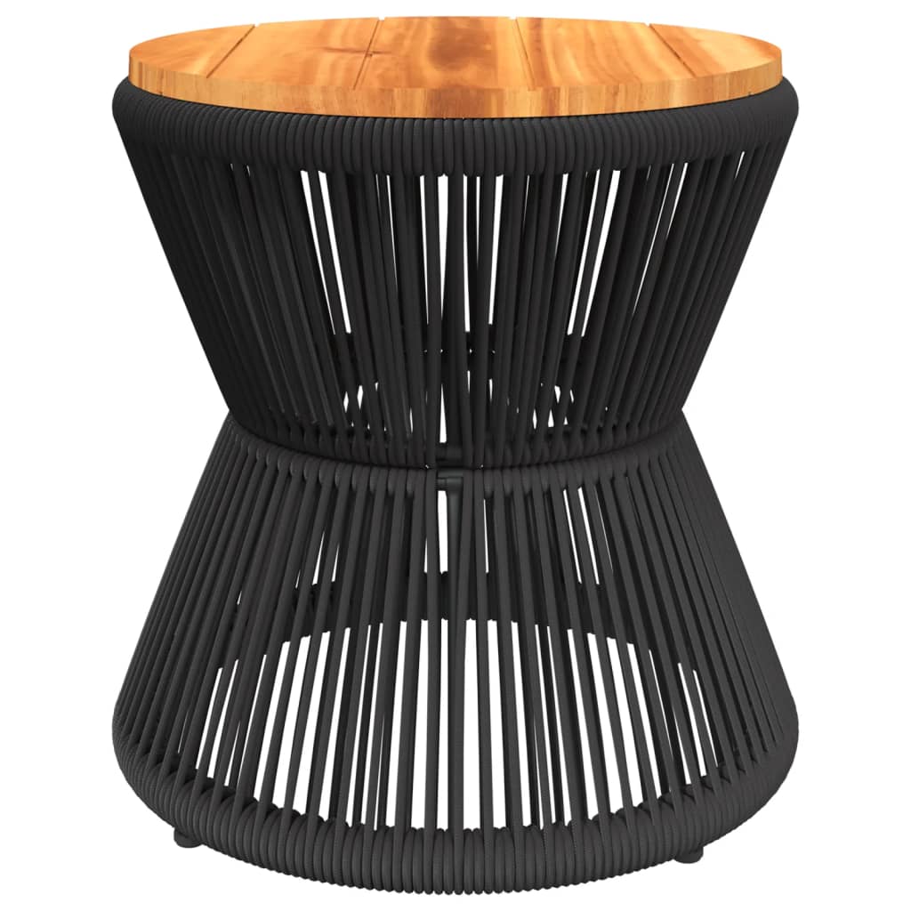 Coffee Table With Wire Base Black Ø 45X44 Cm Solid Wood Acacia