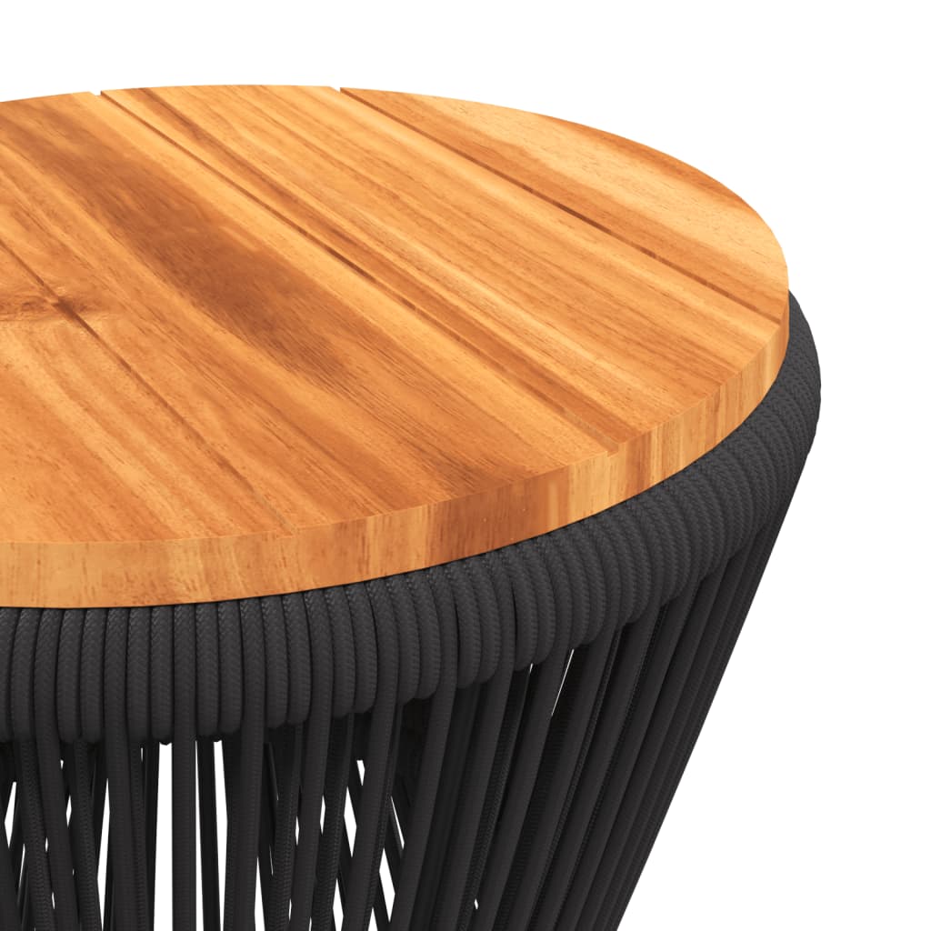 Coffee Table With Wire Base Black Ø 45X44 Cm Solid Wood Acacia