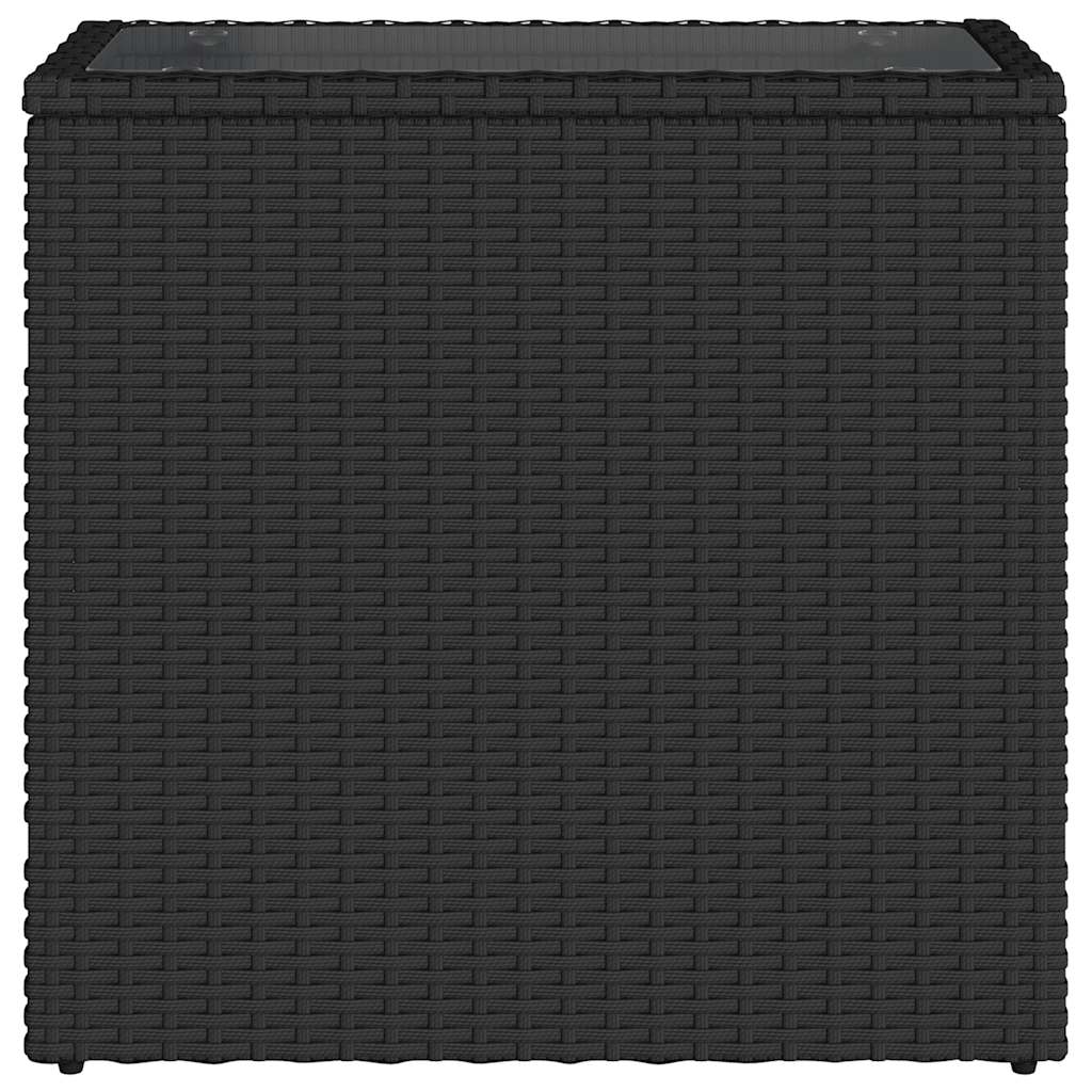 Outdoor Table Garden Side Wooden Top 58X27.5X55 Cm Poly Rattan Grey Brown Black