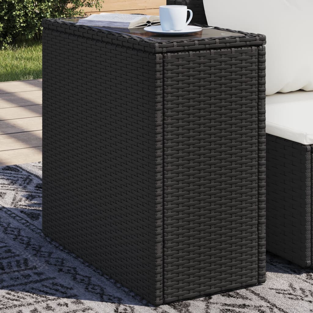 Garden Side Table With Wooden Top 58X27.5X55 Cm Poly Rattan