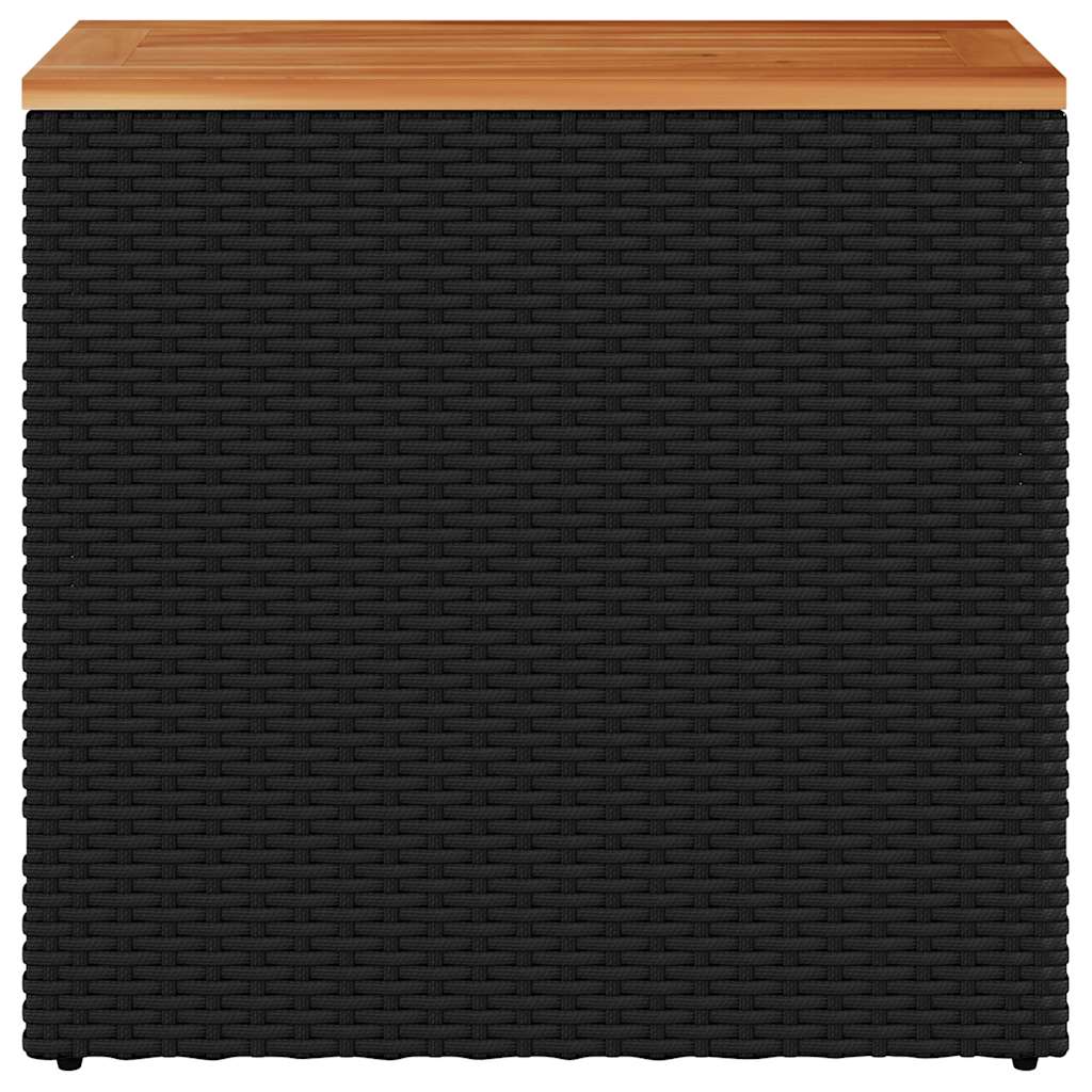 Outdoor Table Garden Side Wooden Top 58X27.5X55 Cm Poly Rattan Grey Brown Black