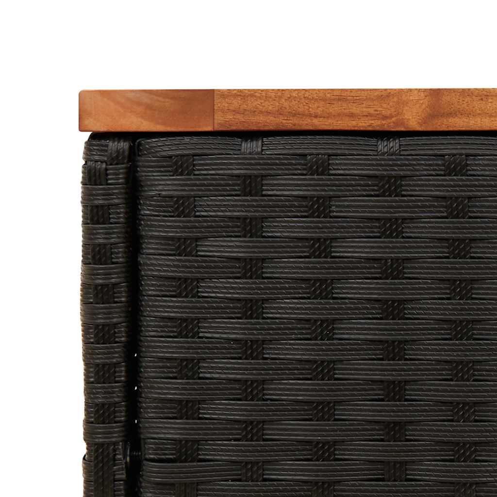 Outdoor Table Garden Side Wooden Top 58X27.5X55 Cm Poly Rattan Grey Brown Black