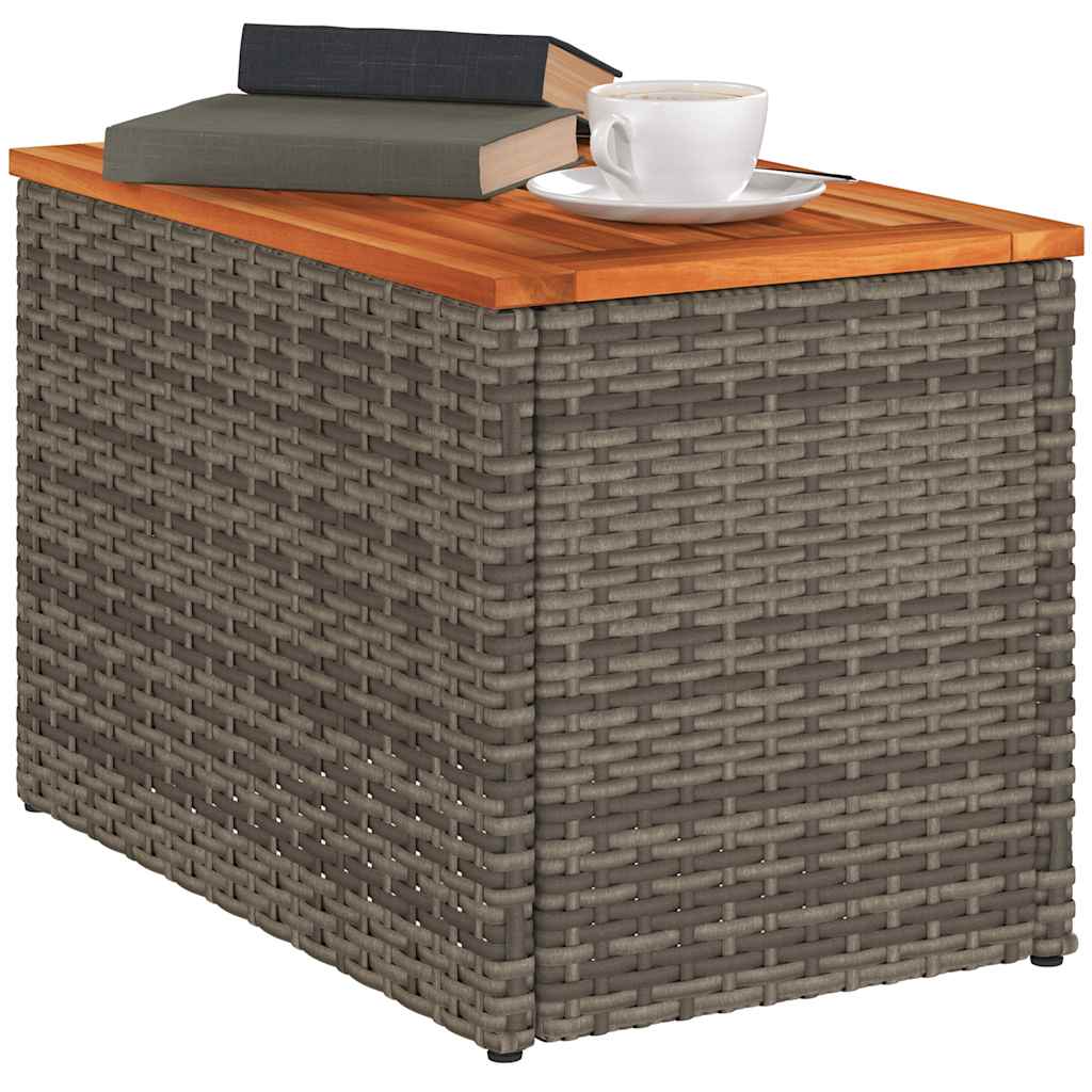 Garden Side Tables 2Pcs 55X34X37Cm Poly Rattan Solid Wood