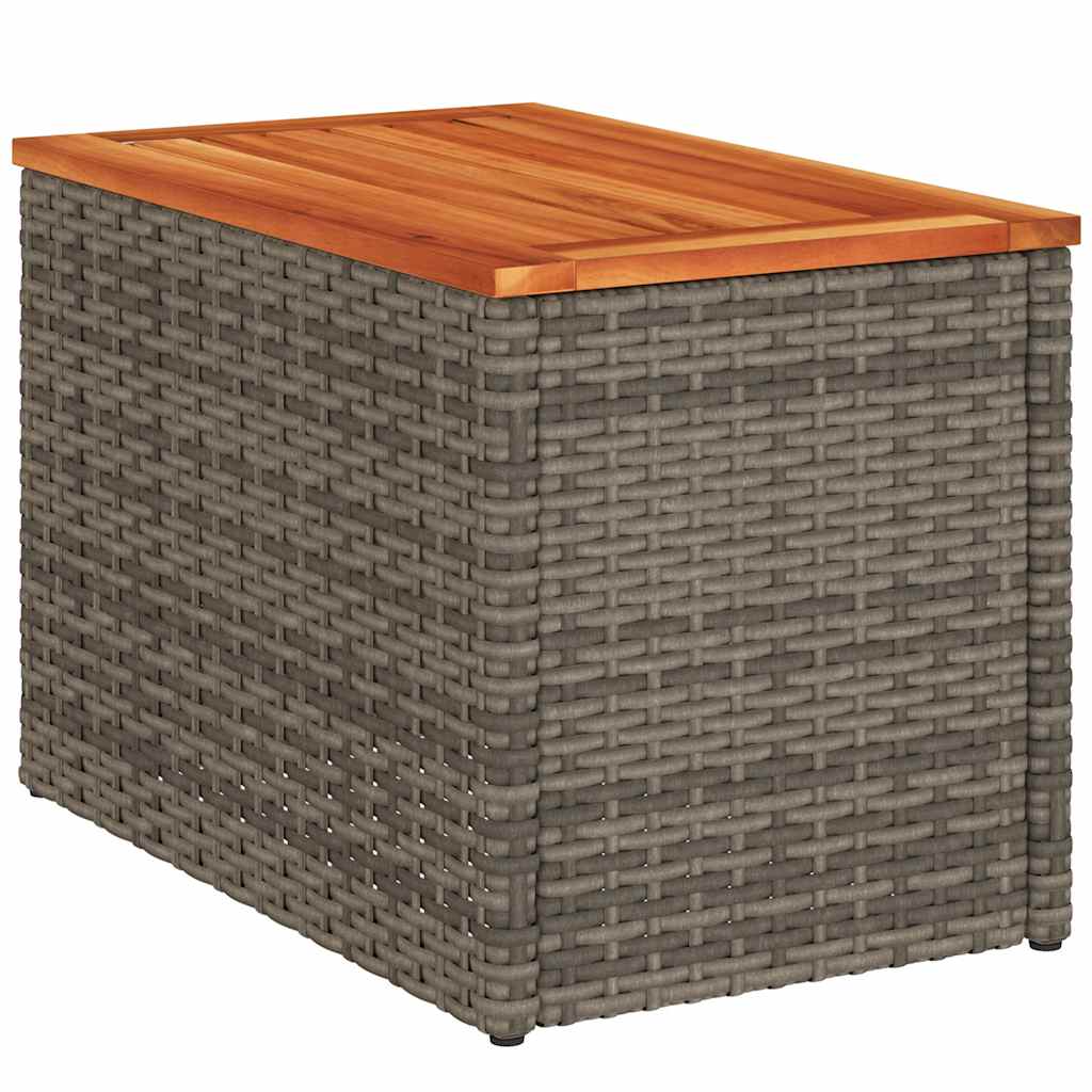 Garden Side Tables 2Pcs 55X34X37Cm Poly Rattan Solid Wood