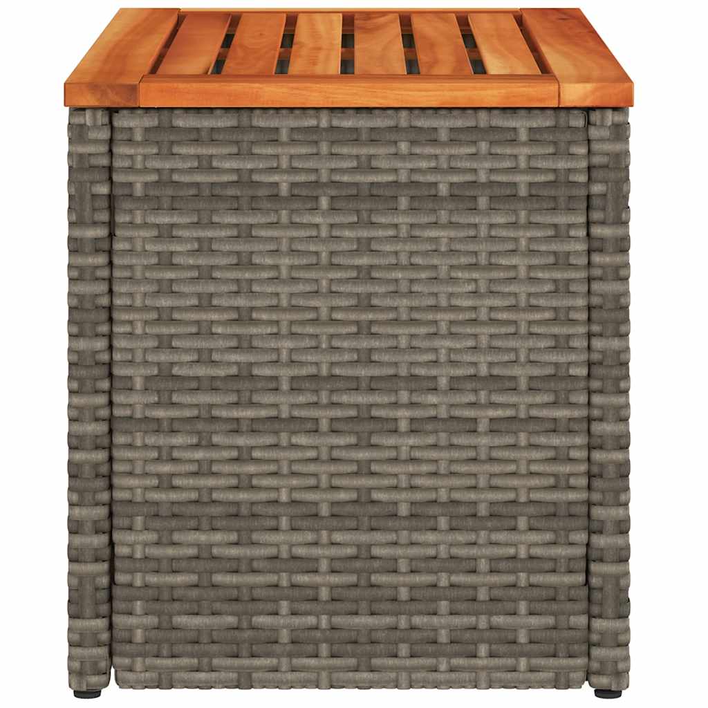 Garden Side Tables 2Pcs 55X34X37Cm Poly Rattan Solid Wood