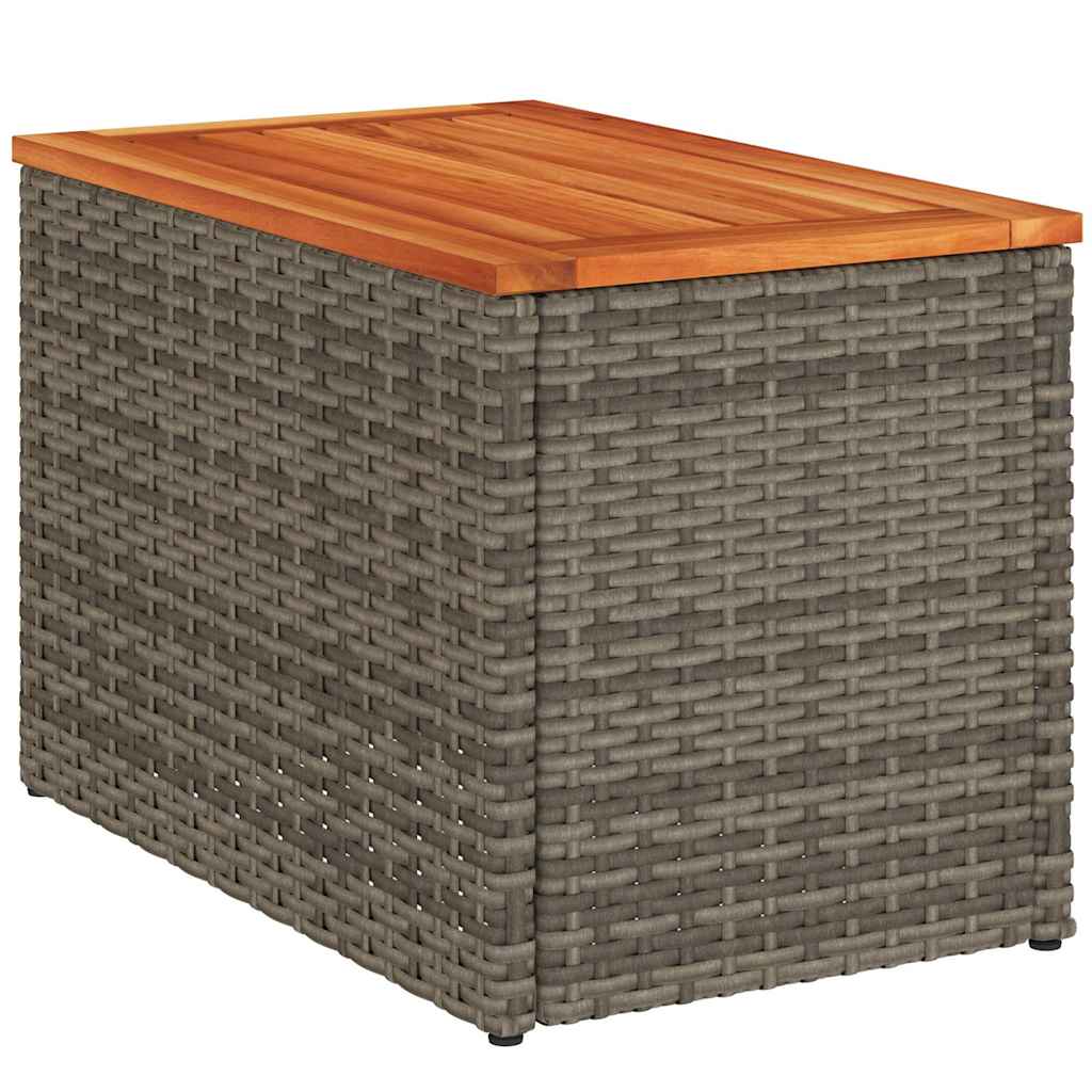 Garden Side Tables 2Pcs 55X34X37Cm Poly Rattan Solid Wood