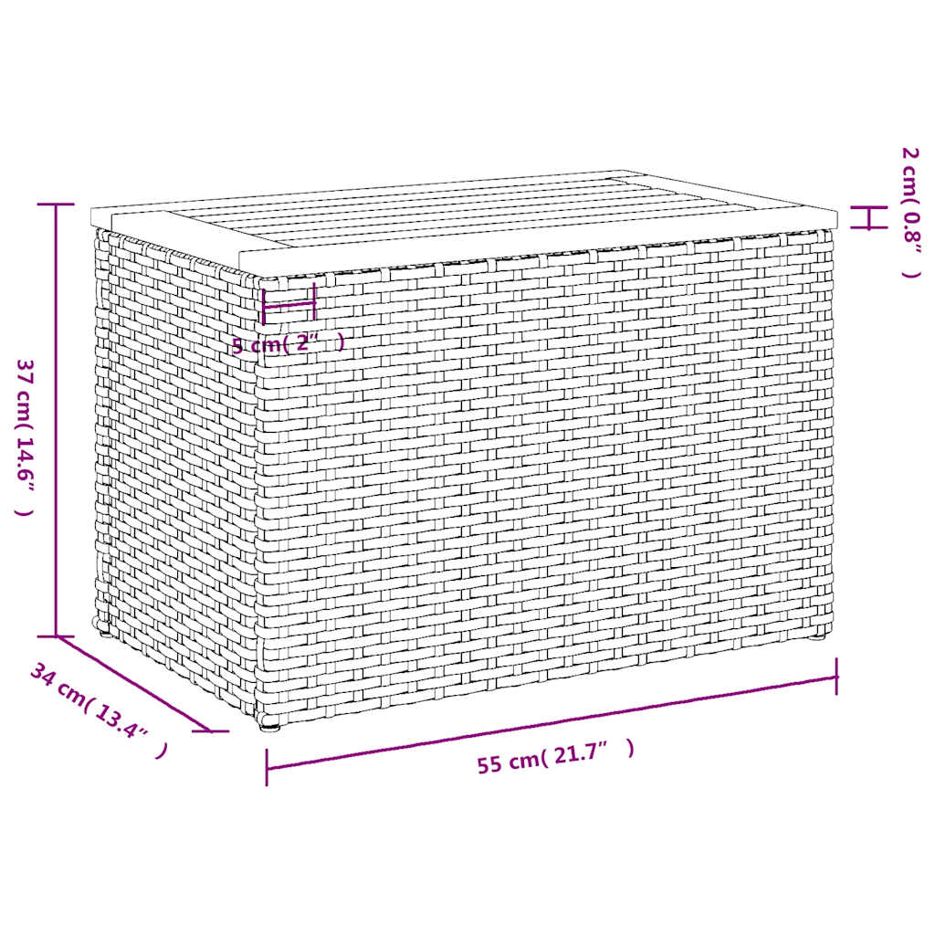 Garden Side Tables 2Pcs 55X34X37Cm Poly Rattan Solid Wood