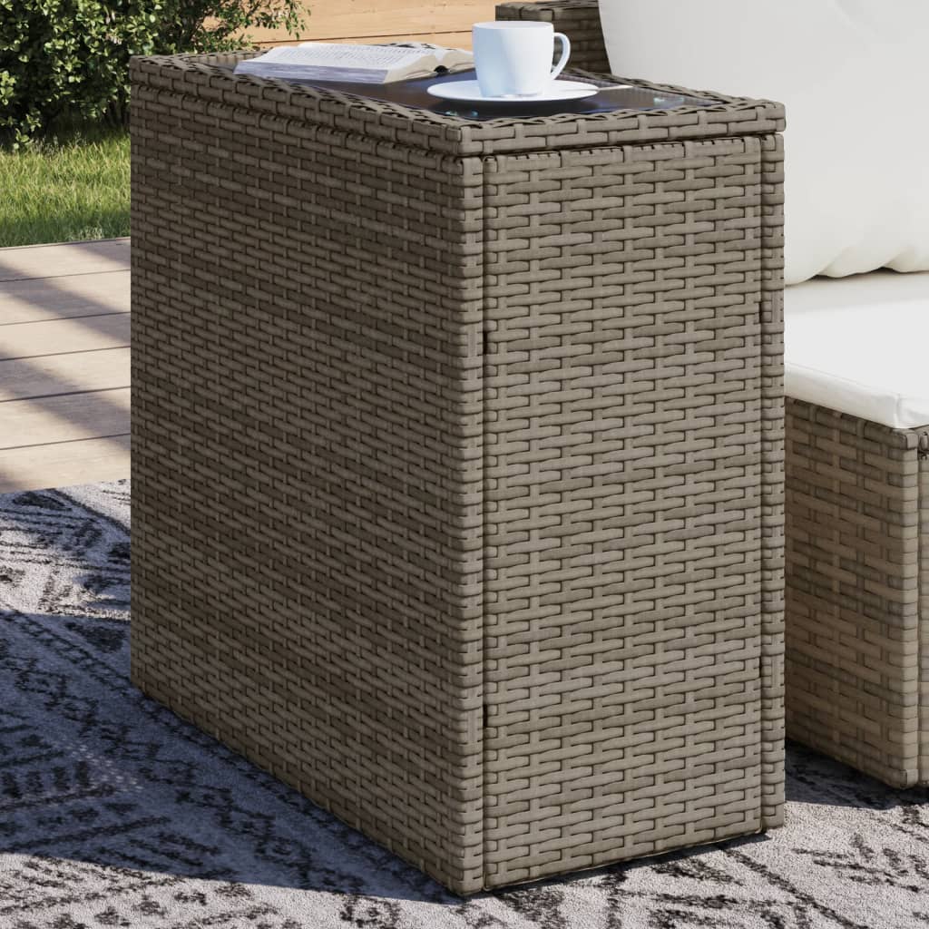Garden Side Table With Wooden Top 58X27.5X55 Cm Poly Rattan