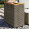 Garden Side Table With Wooden Top 58X27.5X55 Cm Poly Rattan