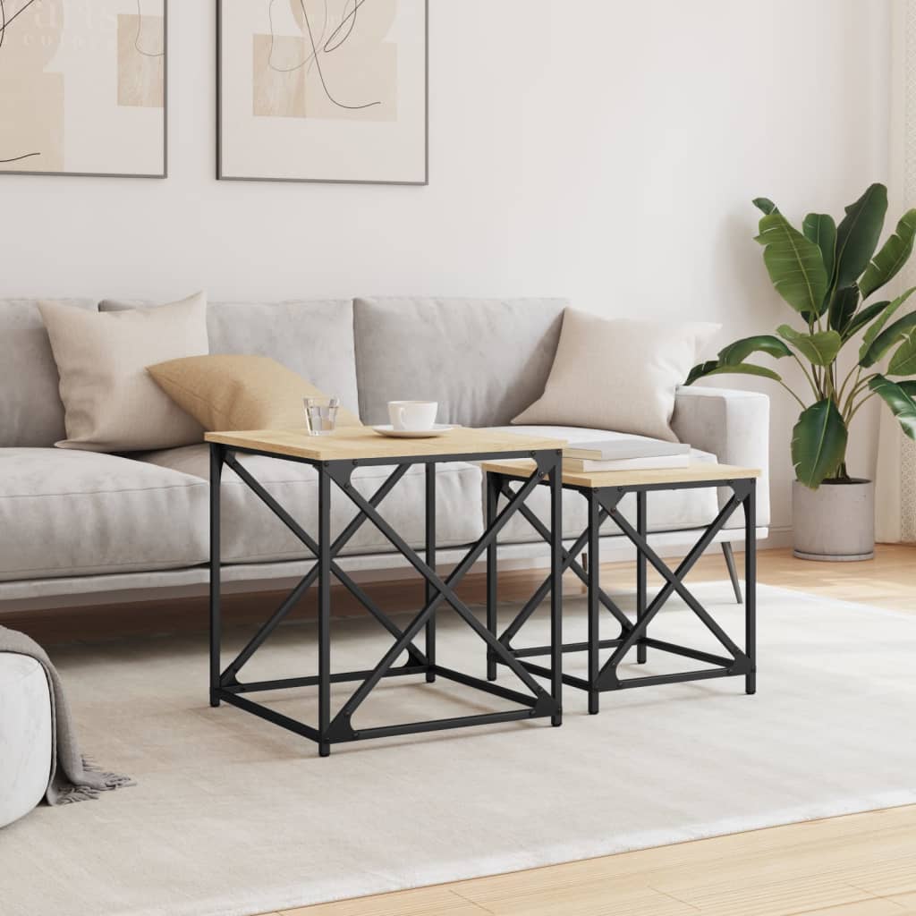 Nesting Coffee Tables 2 Pcs Engineered Wood