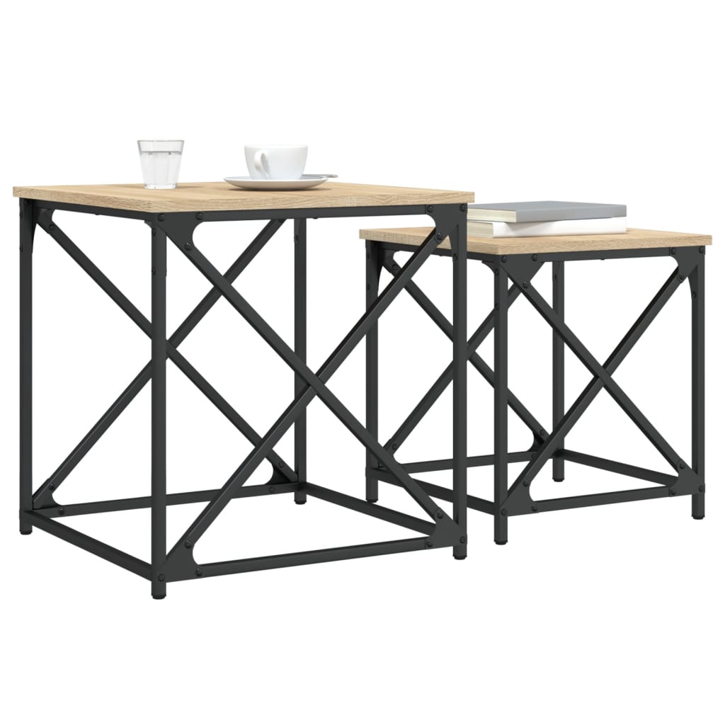 Nesting Coffee Tables 2 Pcs Engineered Wood
