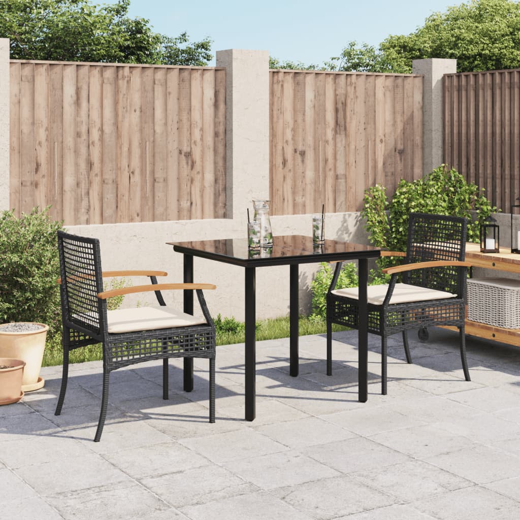 3 Piece Garden Dining Set With Cushions Poly Rattan