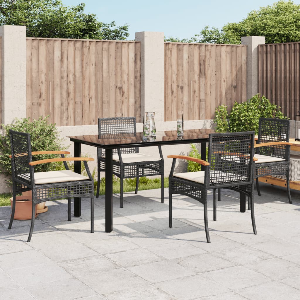 3 Piece Garden Dining Set With Cushions Poly Rattan