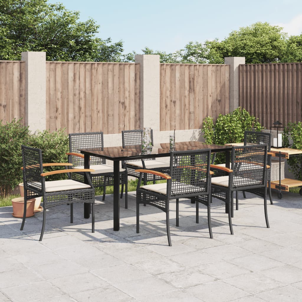 3 Piece Garden Dining Set With Cushions Poly Rattan